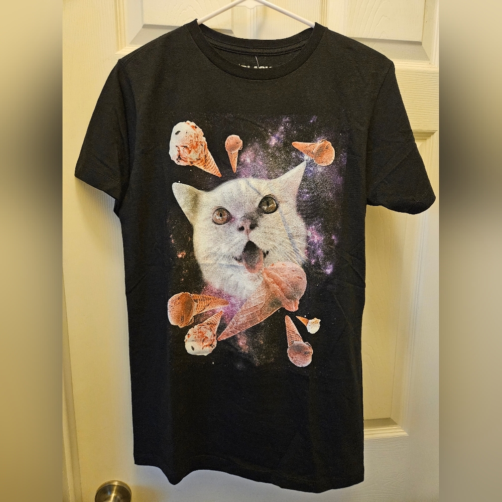 Cat in Space Ice Cream Cones Men's Small T-Shirt